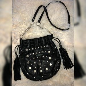 Black leather studded purse